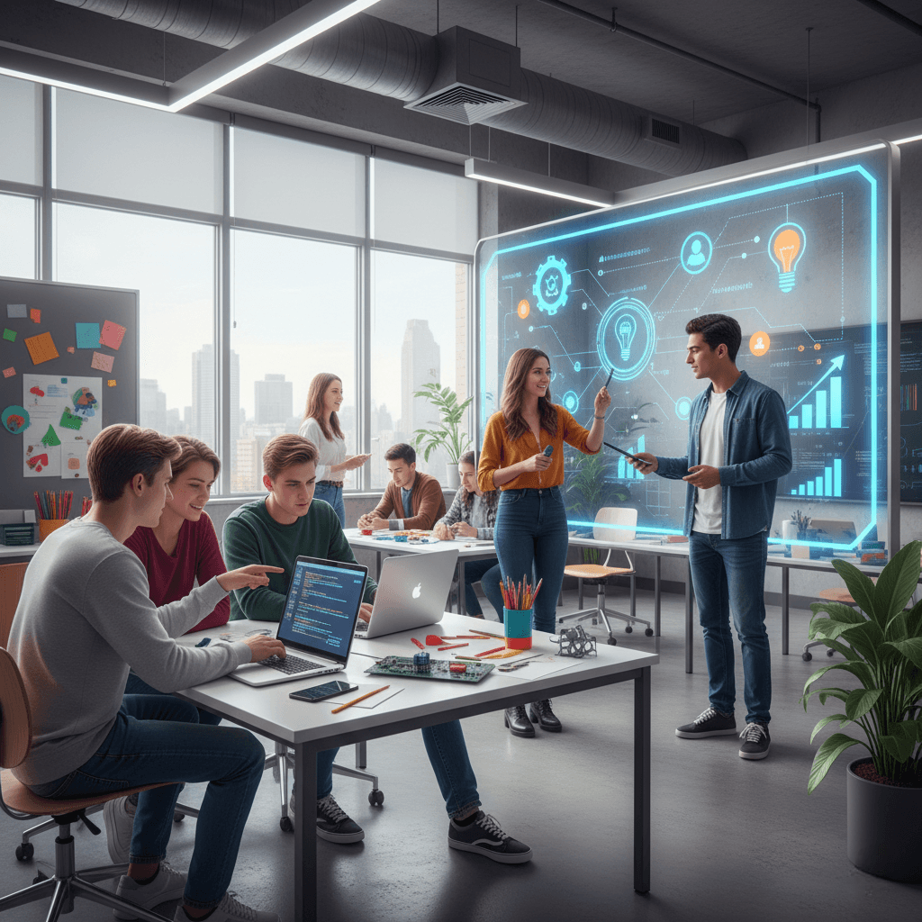 Students learning modern skills in classroom – integrating skill development in education for a future-ready generation