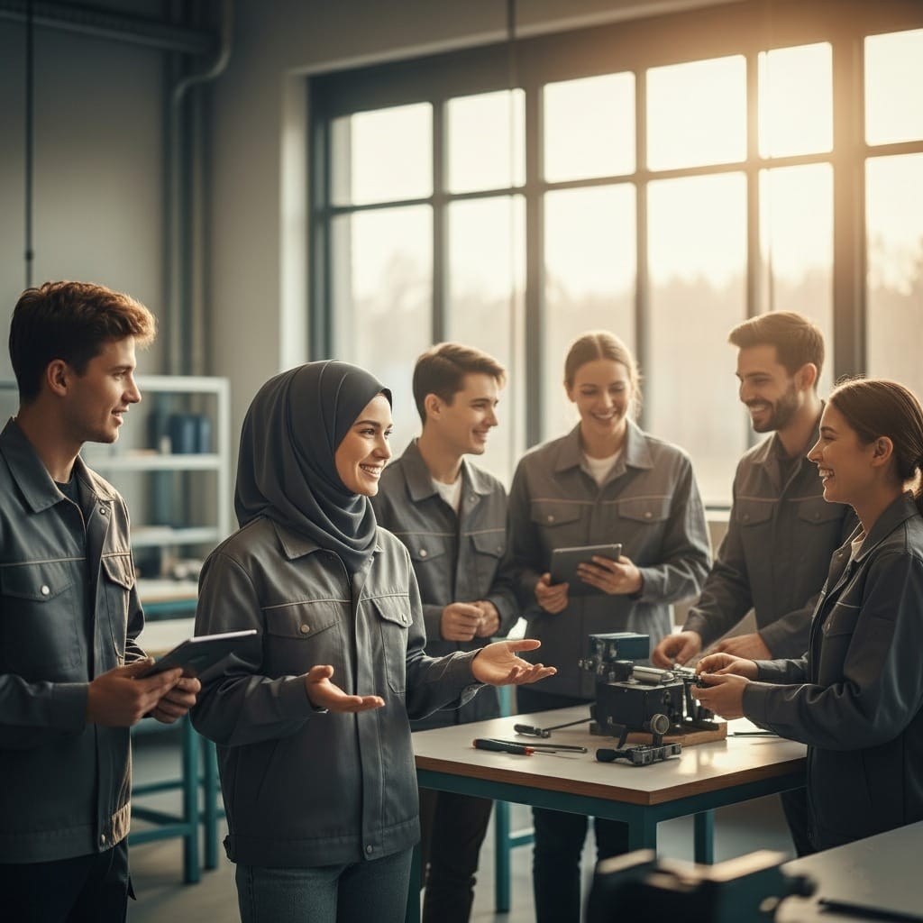 Mid-aged professional participating in vocational training to build new skills and explore a second career.