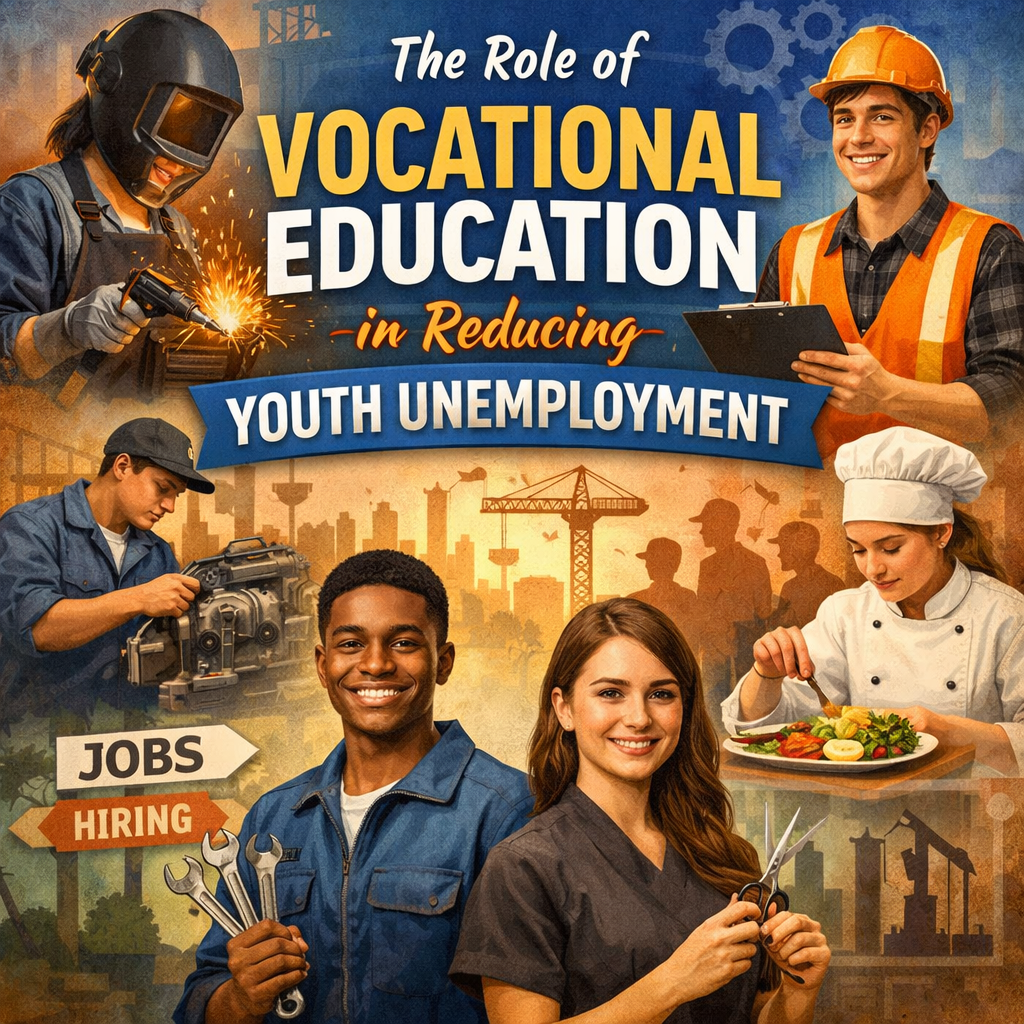 Generate an Image for the blog post title, The Role of Vocational Education in Reducing Youth Unemployment